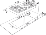 Franke FIXG905B1N 101.5cm Natural Gas 5 x 22MJ Burner Black Glass and Induction Cooktop