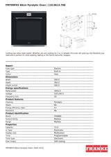 Franke FMY99PXS Mythos 60cm Black Glass Pyrolytic Oven