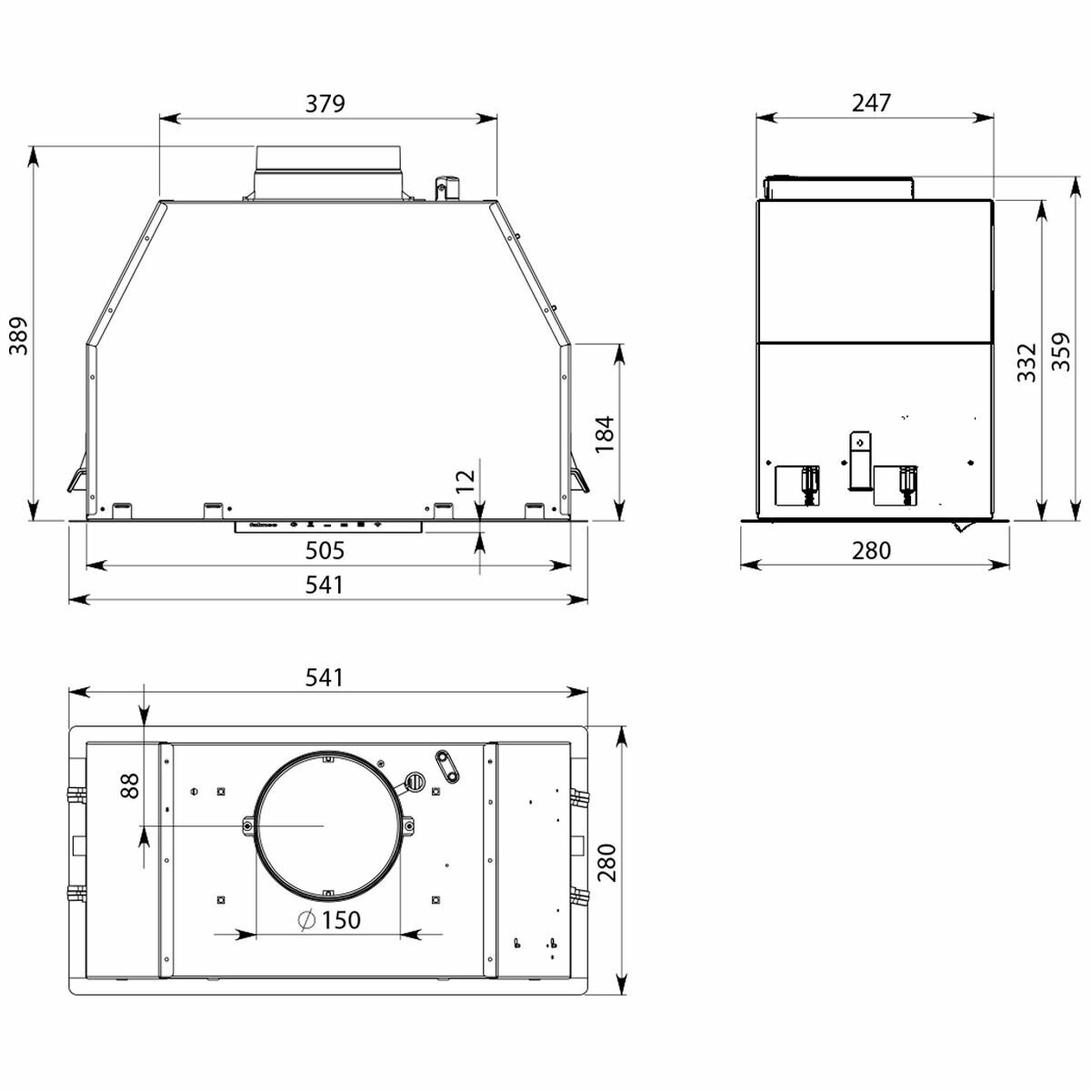 Falmec FP3SN60S2 60cm Siena+ Under Cupboard Rangehood, Stainless Steel, 950m3