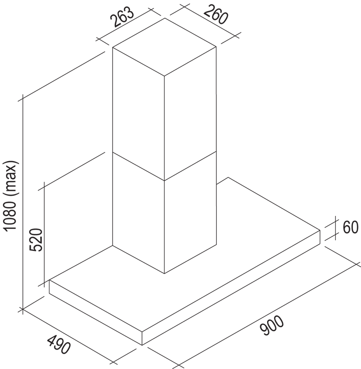 Falmec FP5TV90S2-IR1140 90cm Treviso+ Wall Canopy Rangehood with Internal Roof Motor