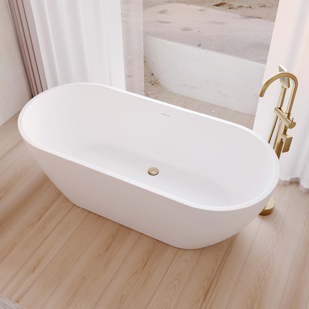 Koko Freestanding FR11775-OF Acrylic Bath, 1680mm with Overflow, Matte White