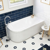 Fienza FR713-1500L-OF Eleanor Fluted Left-Hand Acrylic Corner Bath, 1500mm