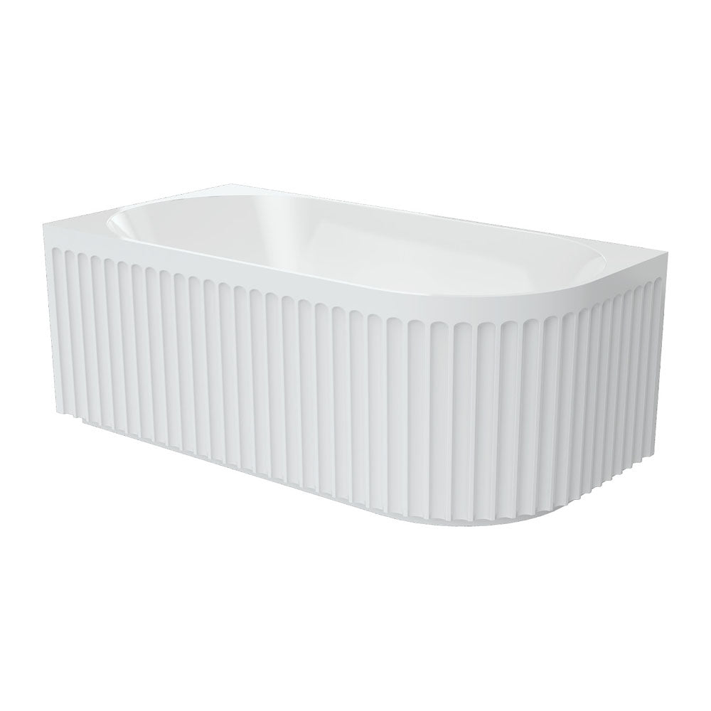 Fienza FR713-1500R Eleanor Fluted Right-Hand Acrylic Corner Bath, 1500mm