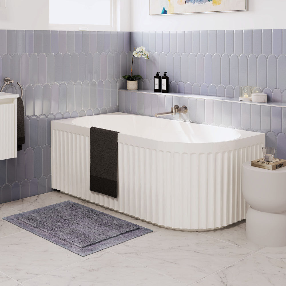 Fienza FR713-1500R Eleanor Fluted Right-Hand Acrylic Corner Bath, 1500mm