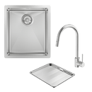 Abey Alfresco Sink Single Bowl 380x440mm Sink FRA340T15 (DTA18-316 + KTA037-316-BR) Topmount/Undermount (Inc. Pullout Kitchen Mixer & Tray) Stainless Steel - Special Order