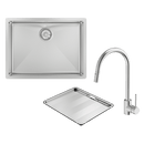 Abey Alfresco Sink Single Bowl 580x440mm Sink FRA540T15 (DTA18-316 + KTA037-316-BR) Topmount/Undermount (Inc. Pullout Kitchen Mixer & Tray) Stainless Steel Stainless Steel - Special Order