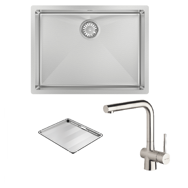 Abey Alfresco Sink Single Bowl 580x440mm Sink FRA540T (DTA18-316 + 517000) Topmount/Undermount (Inc. Kitchen Mixer & Tray) Stainless Steel - Special Order