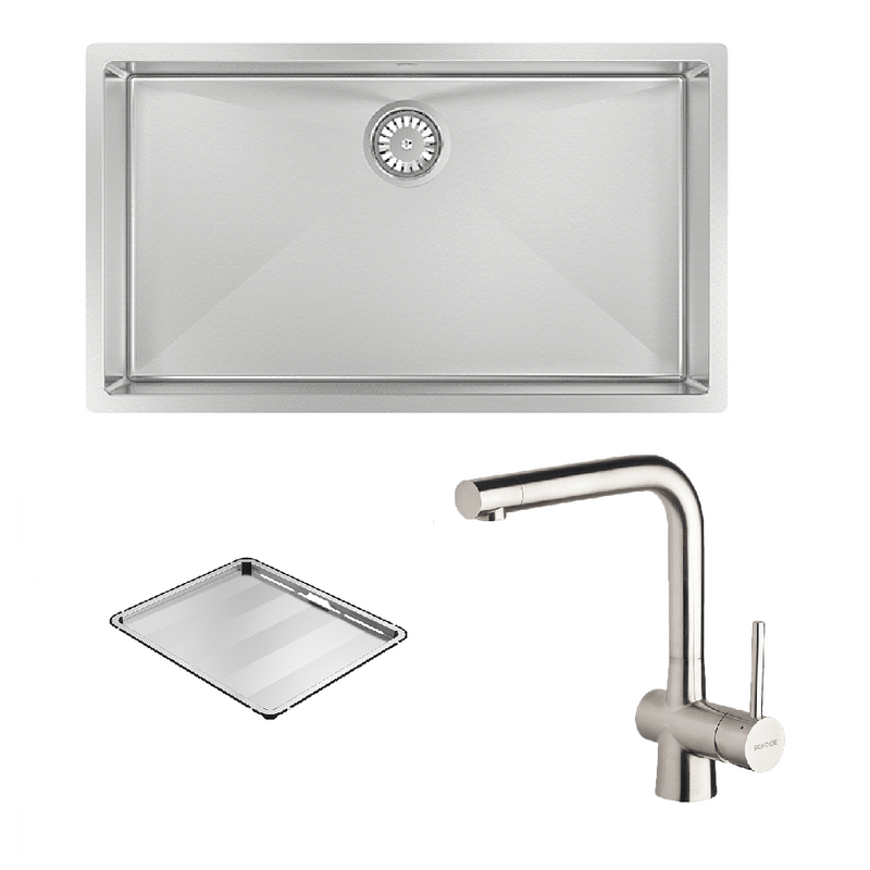 Abey Alfresco Sink Single Bowl 740x440mm Sink FRA700T (DTA18-316 + 517000) Topmount/Undermount (Inc. Kitchen Mixer & Tray) Stainless Steel - Special Order