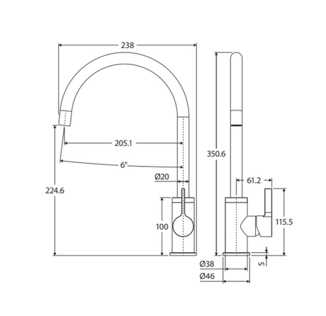 Fienza Sansa 229105Gm Gun Metal Mixer Tap Kitchen Taps