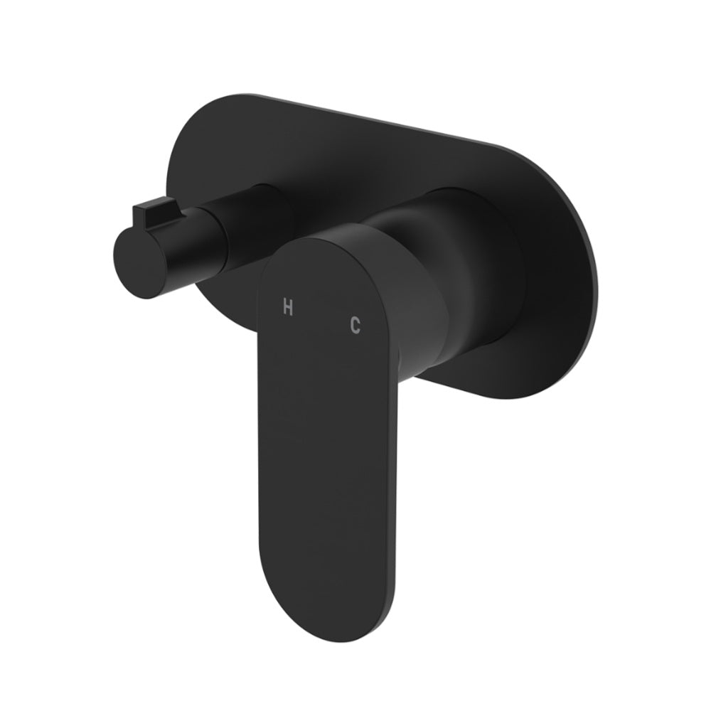 Fienza 234112B-LF Empire Slim Wall Diverter Mixer, Large Oval Plate, Horizontal, Lead Free, Matte Black