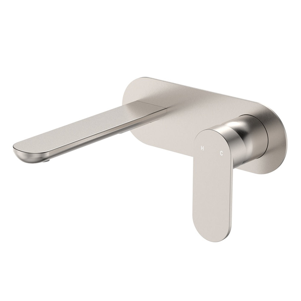 Fienza 234106BN-LF Empire Slim Basin/Bath Wall Mixer Set, Oval Plate 160mm Outlet, Lead Free, Brushed Nickel