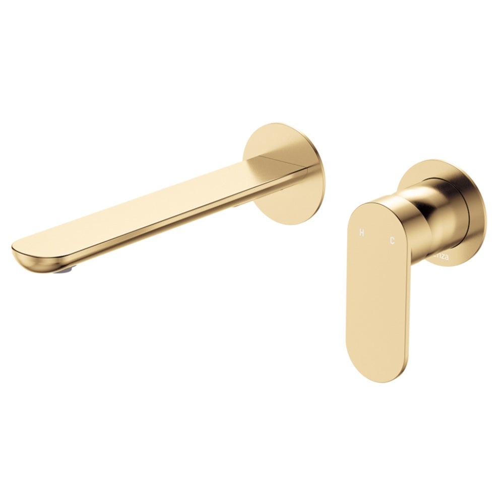 Fienza 234104UB-200-LF Empire Slim Basin/Bath Wall Mixer Set, Round Plates, 200mm Outlet, Lead Free, Urban Brass