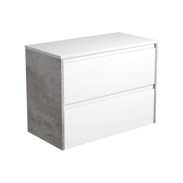 Fienza 90BWX Amato Satin White 900 Wall Hung Cabinet, Industrial Panels, Cabinet Only - Special Order