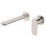 Fienza 234104BN-200-LF Empire Slim Basin/Bath Wall Mixer Set, Round Plates, 200mm Outlet, Lead Free, Brushed Nickel