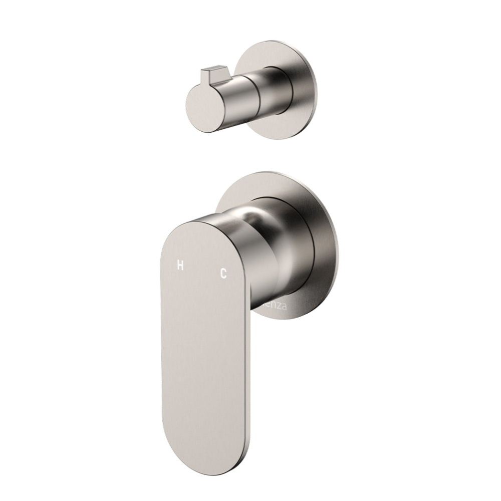 Fienza 234102BN-4-LF Empire Slim Wall Diverter Mixer, Small Round Plates, Vertical, Lead Free, Brushed Nickel