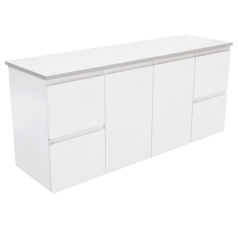 Fienza 150Z 1500mm Fingerpull Wall Hung Cabinet, Satin White, Cabinet Only - Special Order