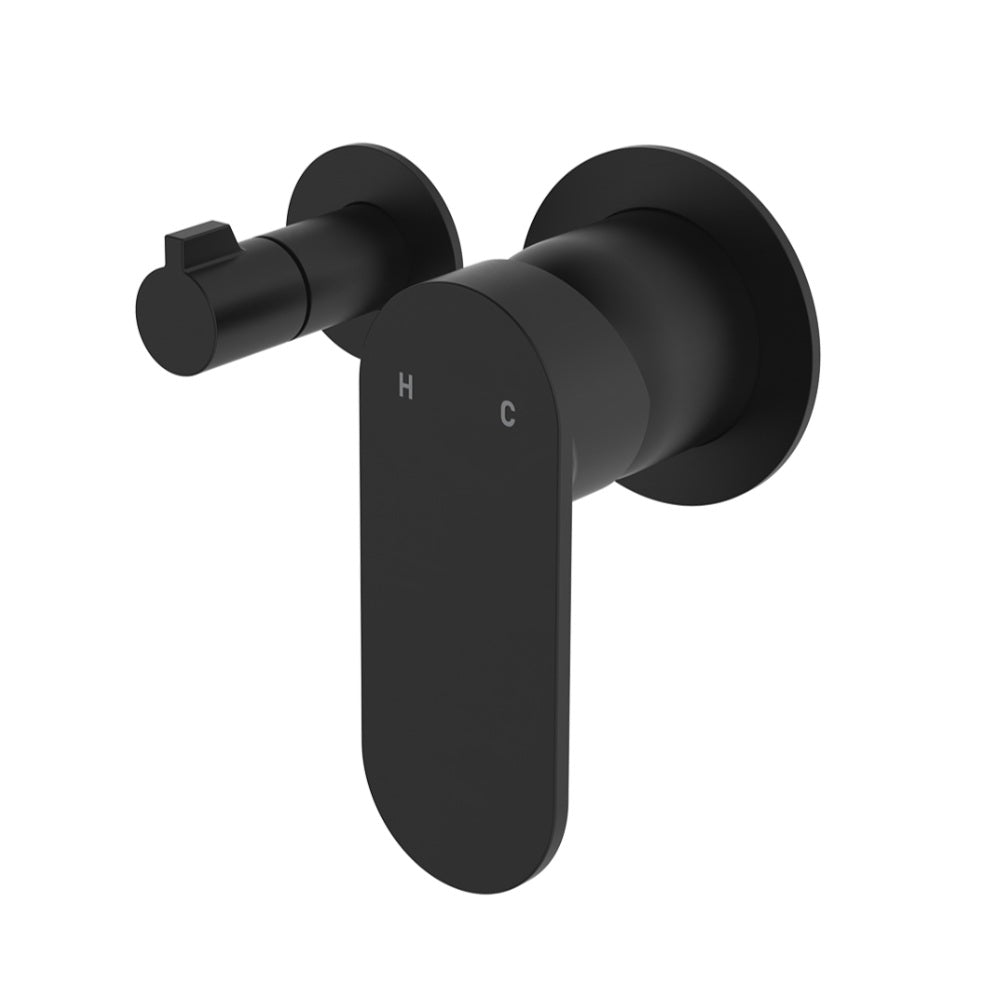 Fienza 234112B-4-LF Empire Slim Wall Diverter Mixer, Small Round Plates, Horizontal, Lead Free, Matte Black