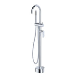 Fienza 234113 Empire Slim Floor Mounted Bath Mixer with Hand Shower, Chrome