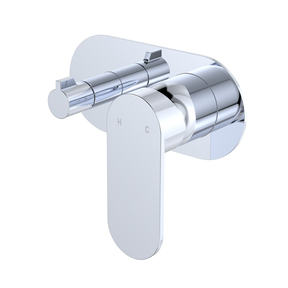 Fienza 234112-LF Empire Slim Wall Diverter Mixer, Large Oval Plate, Horizontal, Lead Free, Chrome