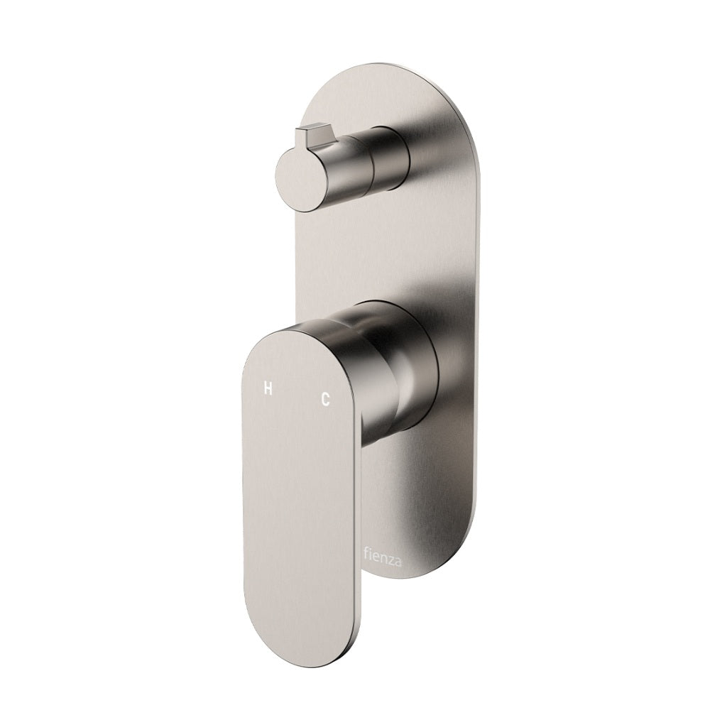 Fienza 234102BN-LF Empire Slim Wall Diverter Mixer, Large Oval Plate, Vertical, Lead Free, Brushed Nickel