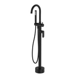 Fienza 234113B Empire Slim Floor Mounted Bath Mixer with Hand Shower, Matte Black