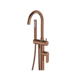 Fienza 234113CO Empire Slim Floor Mounted Bath Mixer with Hand Shower, Brushed Copper