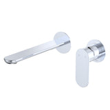 Fienza 234104-200-LF Empire Slim Basin/Bath Wall Mixer Set, Round Plates, 200mm Outlet, Lead Free, Chrome