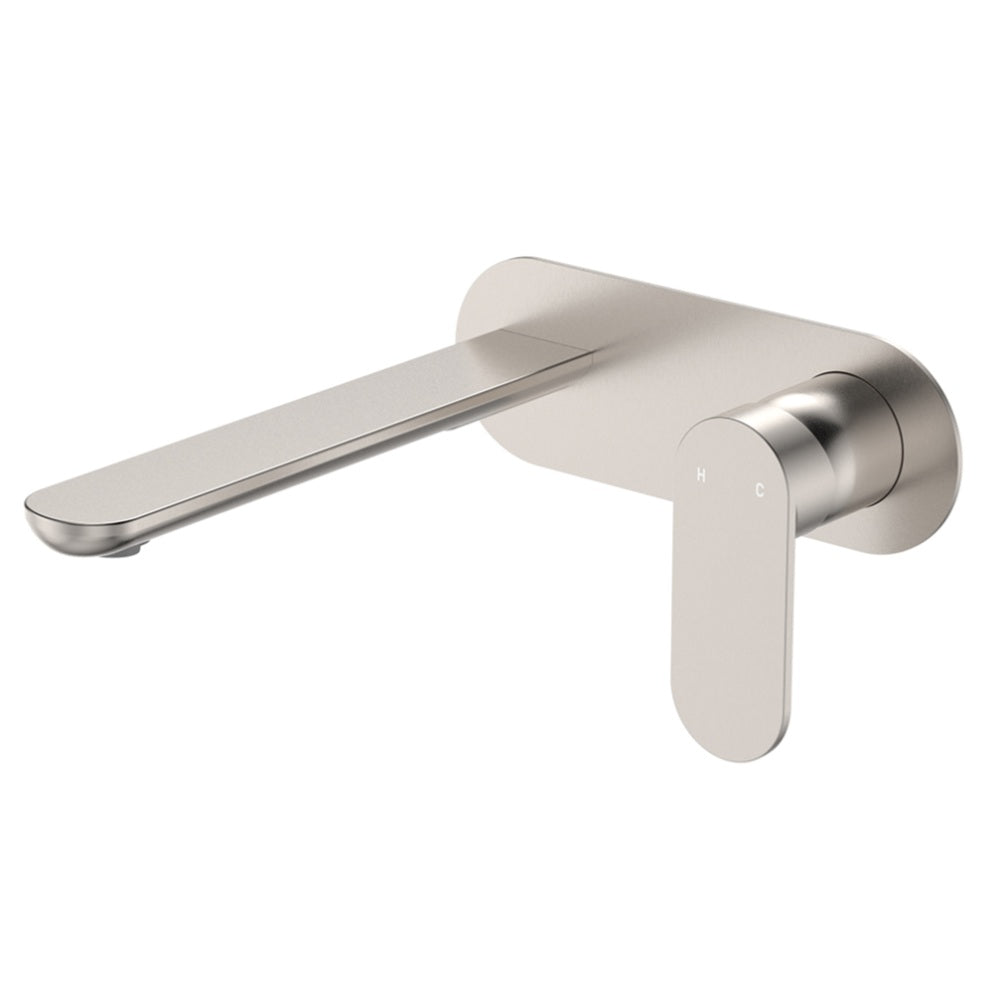 Fienza 234106BN-200-LF Empire Slim Basin/Bath Wall Mixer Set, Oval Plate, 200mm Outlet, Lead Free, Brushed Nickel