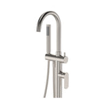 Fienza 234113BN Empire Slim Floor Mounted Bath Mixer with Hand Shower, Brushed Nickel
