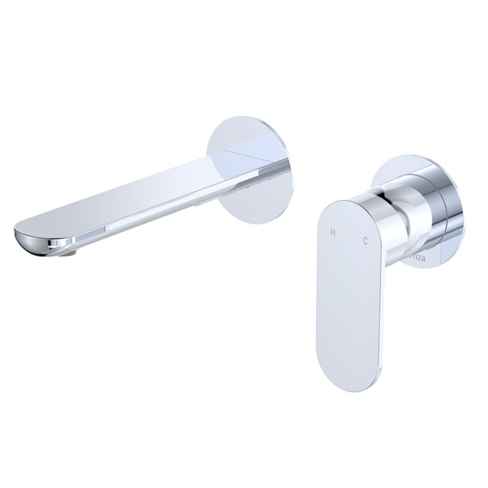 Fienza 234104-LF Empire Slim Basin/Bath Wall Mixer Set, Round Plates, 160mm Outlet, Lead Free, Chrome