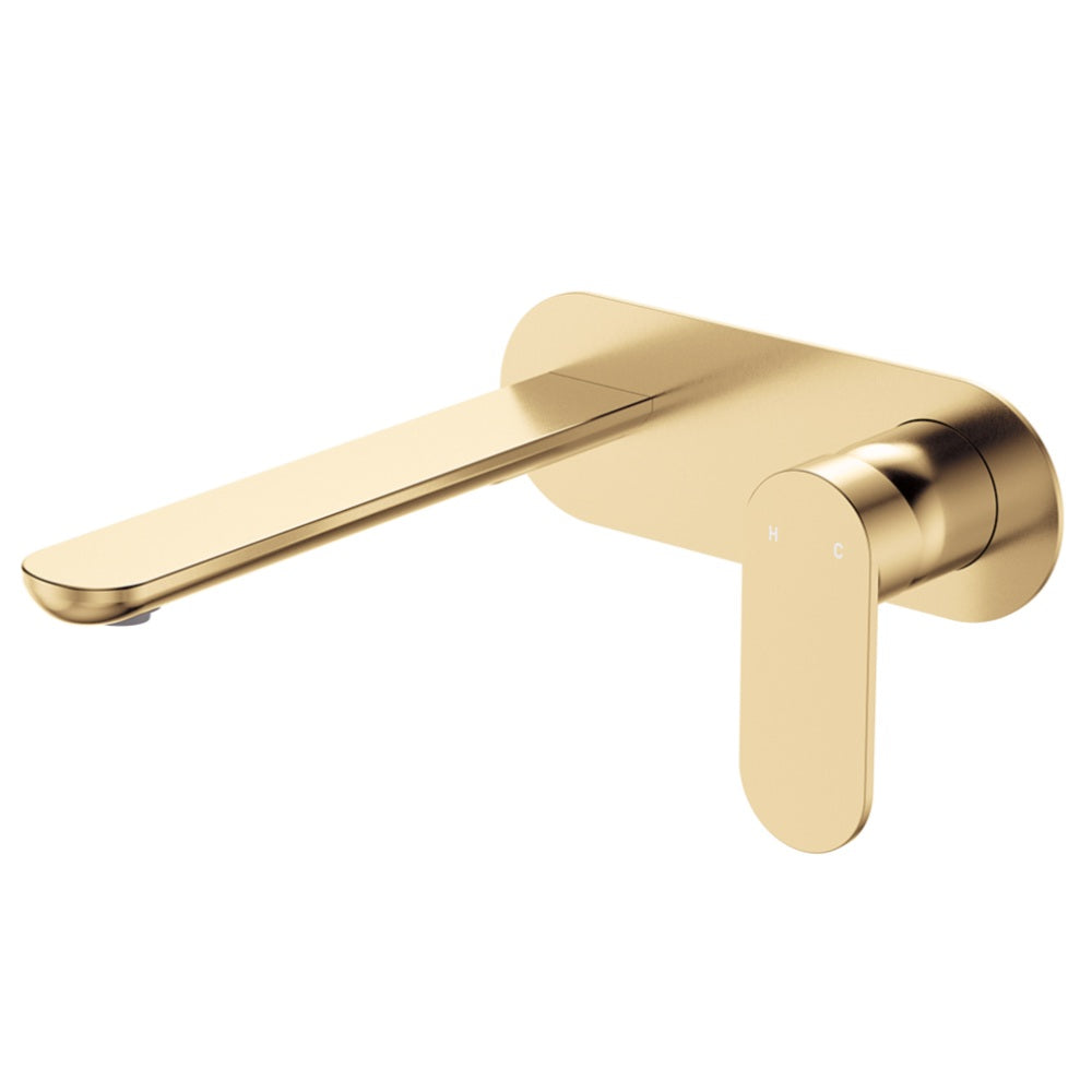 Fienza 234106UB-200-LF Empire Slim Basin/Bath Wall Mixer Set, Oval Plate, 200mm Outlet, Lead Free, Urban Brass