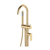 Fienza 234113UB Empire Slim Floor Mounted Bath Mixer with Hand Shower, Urban Brass
