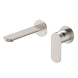 Fienza 234104BN-LF Empire Slim Basin/Bath Wall Mixer Set, Round Plates, 160mm Outlet, Lead Free, Brushed Nickel