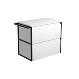 Fienza 75BWFT Amato 750 Wall Hung Cabinet, 1 Frame & 1 Towel Rail, Satin White, Cabinet Only