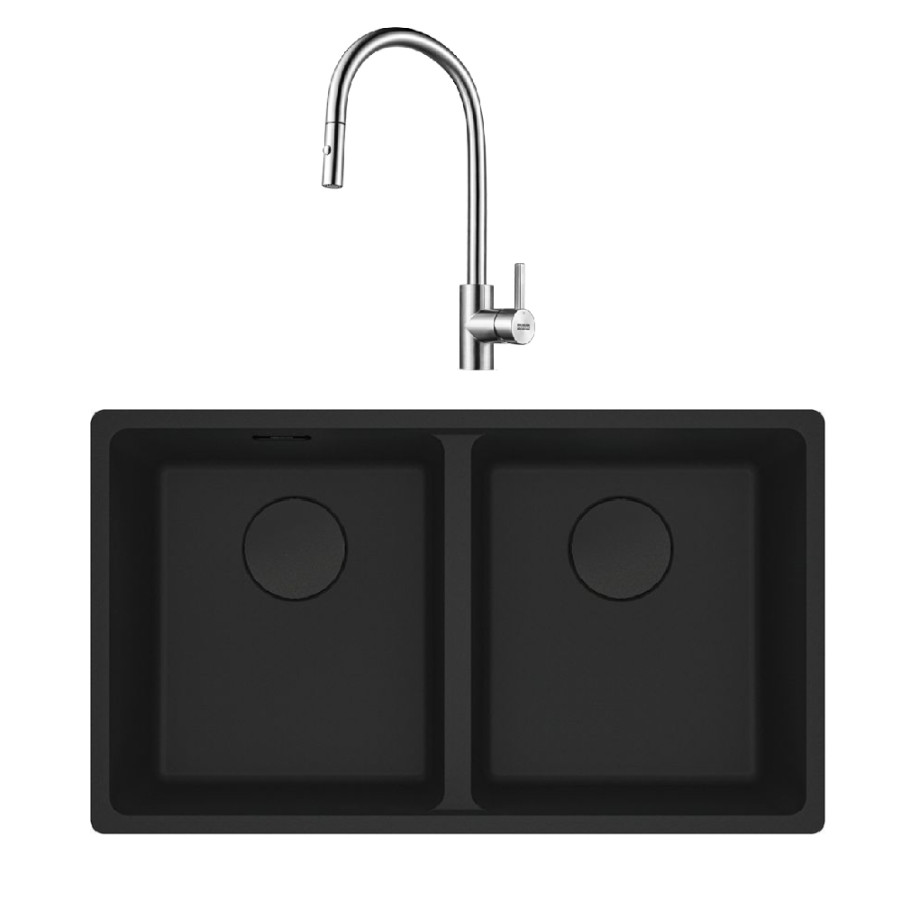 Franke Sink Maris Package Undermount Sink 753x433mm Matte Black & Eos Neo Tap MRG120BMB+TA9601