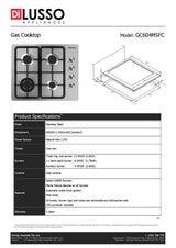 Di Lusso GC604MSFC 60cm Stainless Steel Gas Cooktop, Cast Iron Trivets
