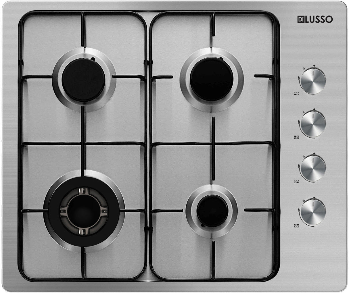 Di Lusso GC604MSFE 60cm 4 Burner Gas Cooktop, Enamel Trivets