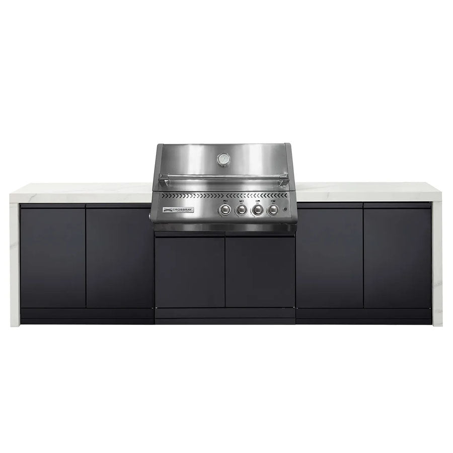 Crossray GD4KW-01 Premium XPlor 4 Burner Stainless Steel Gas BBQ Outdoor Kitchen, White Top