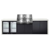 Crossray GD4KW-05 Premium XPlor 4 Burner Stainless Steel Gas BBQ Outdoor Kitchen with Double Drinks Fridge, White Top