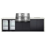 Crossray GD4KW-06 Premium XPlor 4 Burner Stainless Steel Gas BBQ Outdoor Kitchen with Double Drinks Fridge & Sink, White Top