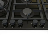 Whirlpool GGW870NBAUS 90cm 5 Burner Gas Cooktop In Black Glass