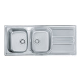 Franke GSX621RHD Genesis Double Bowl Sink, Stainless Steel, Right Hand Drainer