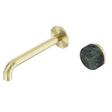 Nero Serenity Progressive Wall Basin Mixer 185mm Spout w/ Verde Alpi Handle Brushed Gold 24E068BG