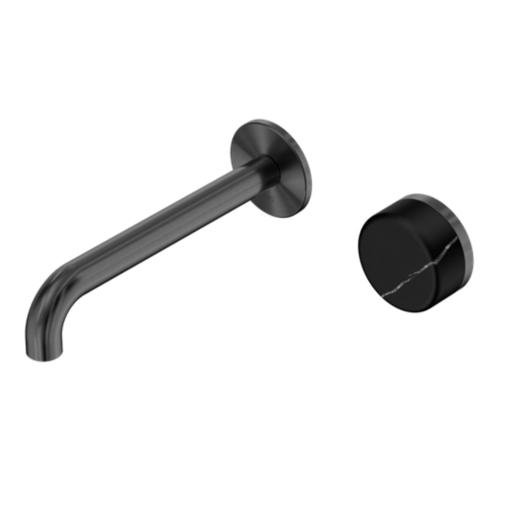 Nero Serenity Progressive Wall Basin Mixer 160mm Spout w/ Marquina Black Handle Gunmetal 24E138GM