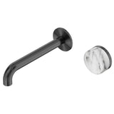 Nero Serenity Progressive Wall Basin Mixer 185mm Spout w/ Arabescato Corchia Handle Gunmetal 24E070GM