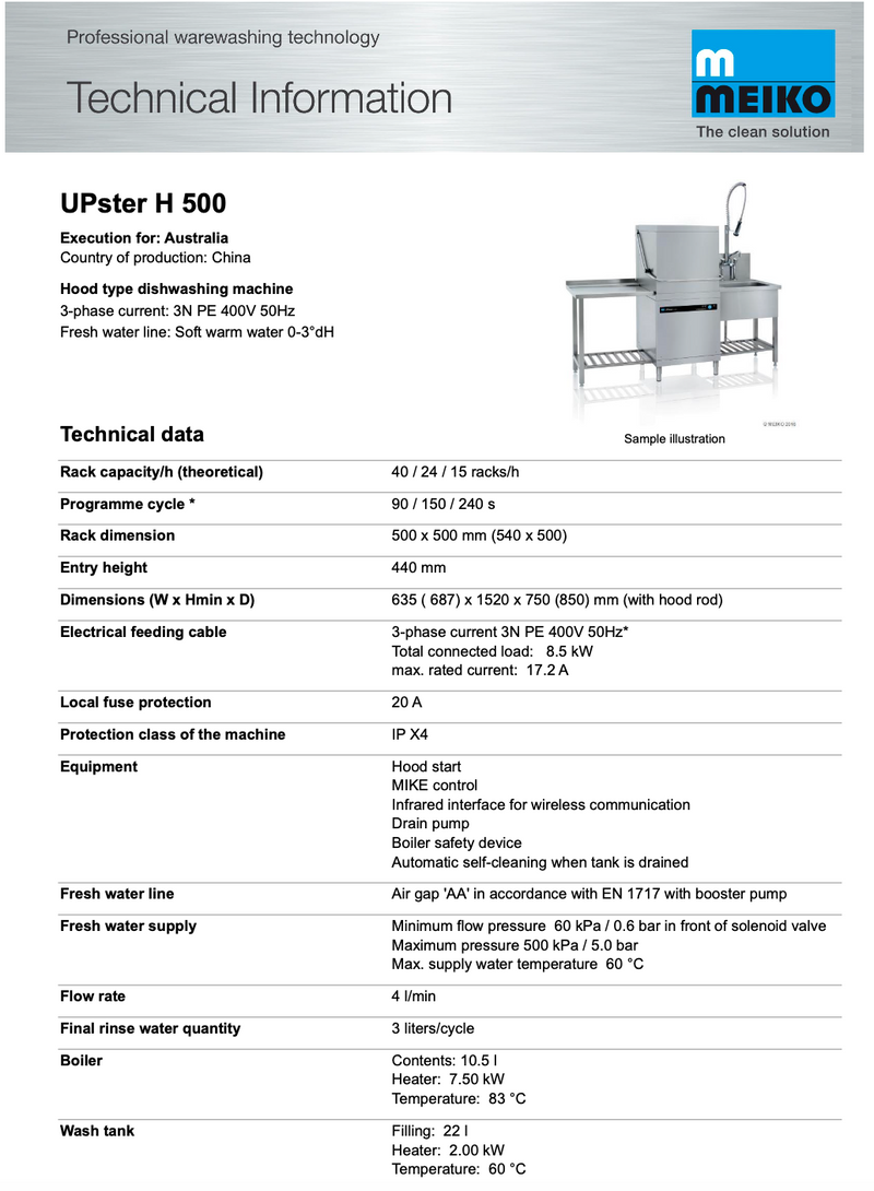 Meiko UPster H500 Pass Through Dishwasher - Special Order