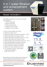 Kleenmaid HCSUB511-C Ultratap 5 Water Filtration & Enhancement System, Filtered Boiling, Filtered Chilled, Sparkling Mixer Tap