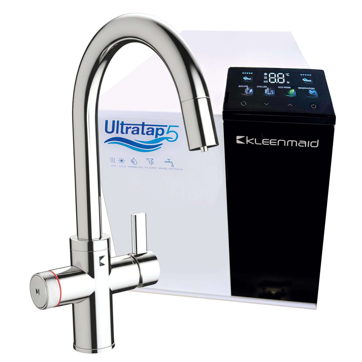 Kleenmaid HCSUB511-C Ultratap 5 Water Filtration & Enhancement System, Filtered Boiling, Filtered Chilled, Sparkling Mixer Tap