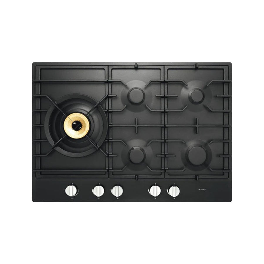 ASKO 75cm Natural Gas Cooktop with Super Flex Wok Burner Black Matte HG1776AD - 1 Only