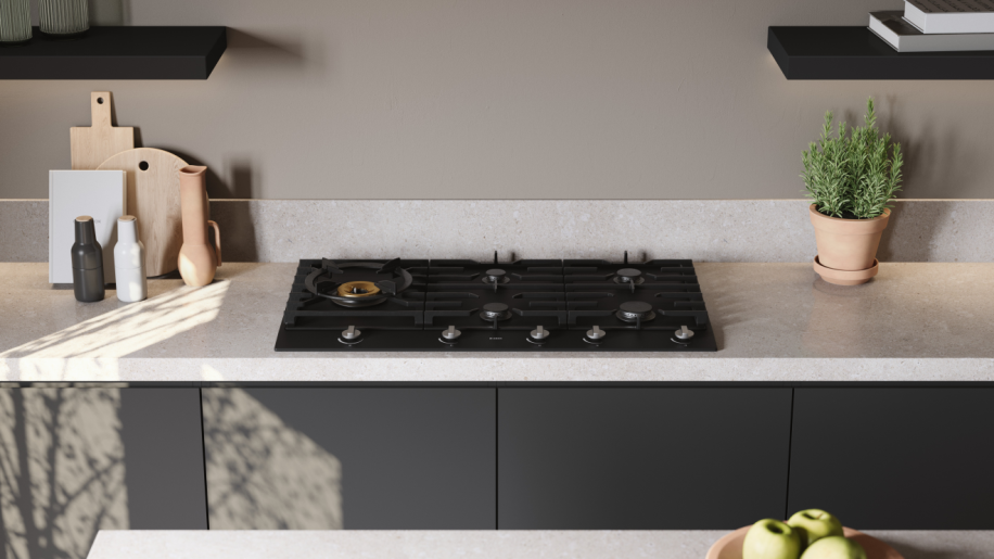 ASKO 90cm Natural Gas Cooktop with Super Flex Wok Burner Graphite Black HG1986AD - Ex Display